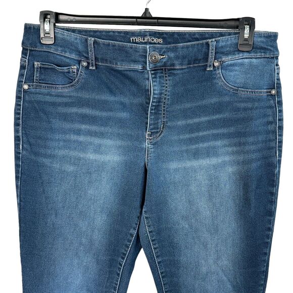 Maurices SZ 20R Jeggings Jeans Whiskered Stretch Rear Pockets Zip-Fly Blue - Picture 2 of 8